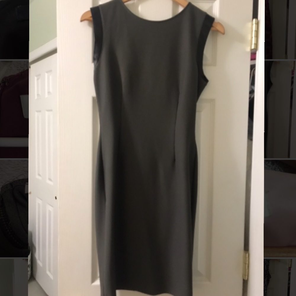 Bar III Hunter Green Leather Drop Shoulder Dress